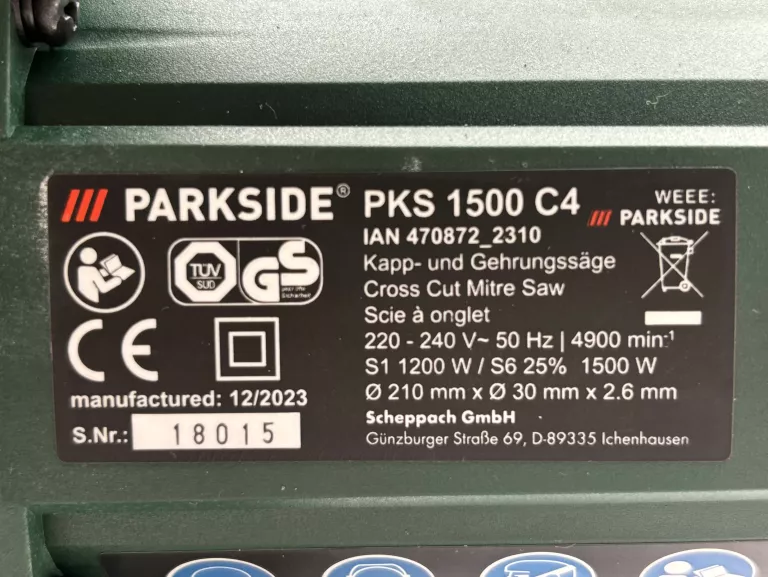 PILARKA UKOSOWA PARKSIDE PKS 1500 C4 - JAK NOWA!