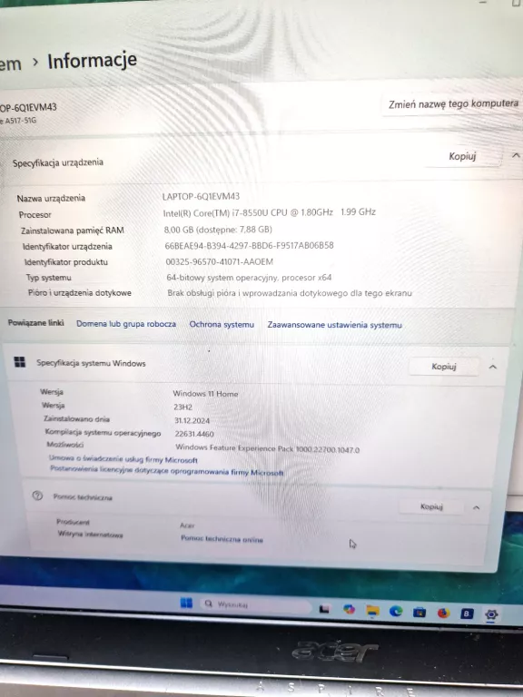 LAPTOP ACER ASPIRE 5 A517 17,3 " INTEL CORE I7 8 GB / 512 GB, MX130