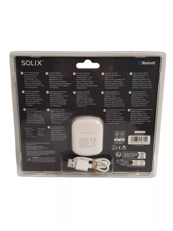 SŁUCHAWKI DOUSZNE BLUETOOTH SOLIX ECOUTEURS SANS FIL 2580479 BIAŁE