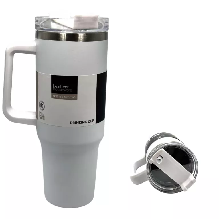 BIDON 1200 ML DRINKING CUP KUBEK TERMICZNY Z RURKĄ BIAŁY