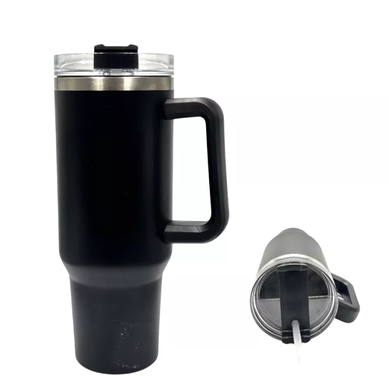 BIDON 1200 ML DRINKING CUP KUBEK TERMICZNY Z RURKĄ CZARNY