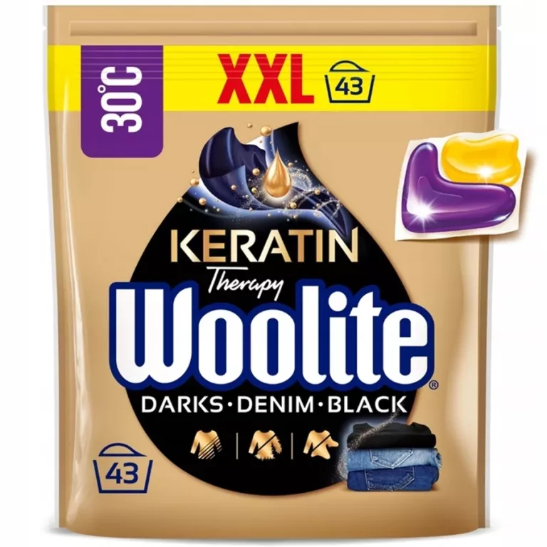 WOOLITE KAPSUŁKI Z KERATYNĄ DO PRANIA DARK BLACK JEANS 43 SZT.