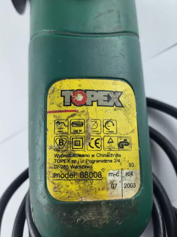 SZLIFIERKA KĄTOWA TOPEX 500W