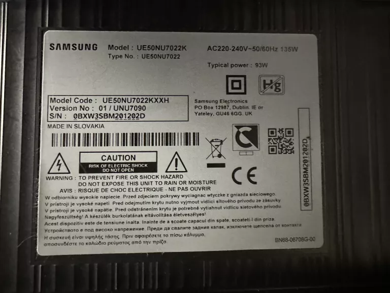 TELEWIZOR SAMSUNG UE50NU7022 50" LED 4K SMART TV DVB-T2