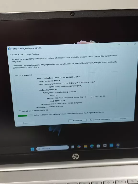 HP PAVILION 15-EH1000NW AMD RYZEN 5 5500U/8GB/256SSD/15,6" + ZASILACZ