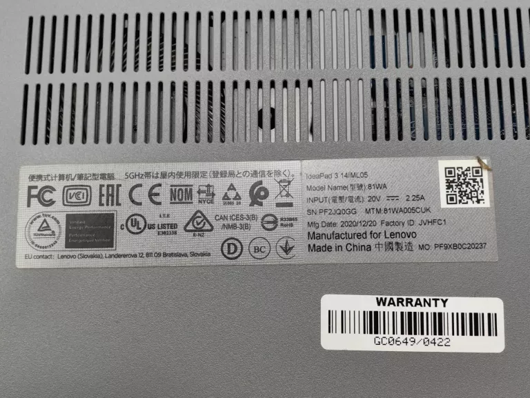 LAPTOP LENOVO IDEAPAD 3 14IML05 6405U 4GB 1TB HDD W10