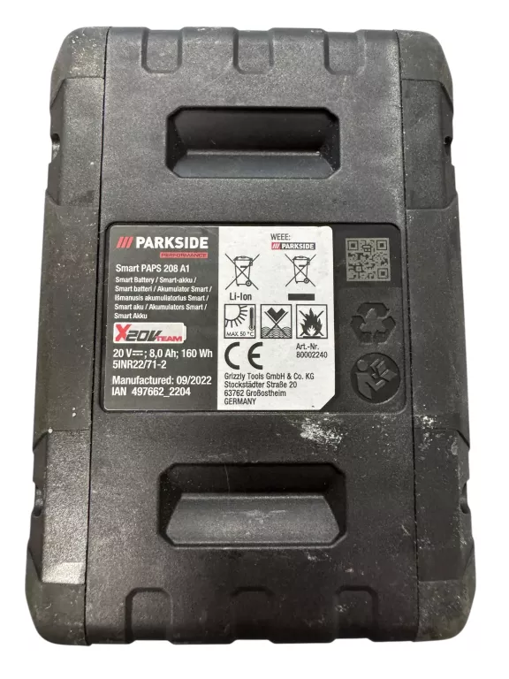 AKUMULATOR SMART PARKSIDE 20 V / 8 AH PAPS 208 A1 PROD. 09/2022