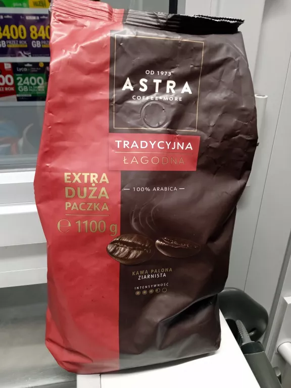 KAWA ZIARNISTA ARABICA ASTRA ŁAGODNA TRADYCYJNA 1100G