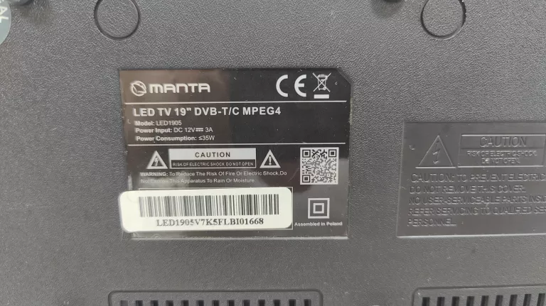 TELEWIZOR MANTA LED TV 1905 PUDEŁKO