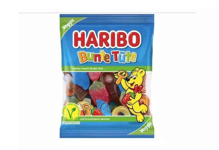 PRZEPYSZNE ŻELKI OWOCOWE  HARIBO BUNTE TUTE 100 G VEGE STAN IDEALNY PYCHA