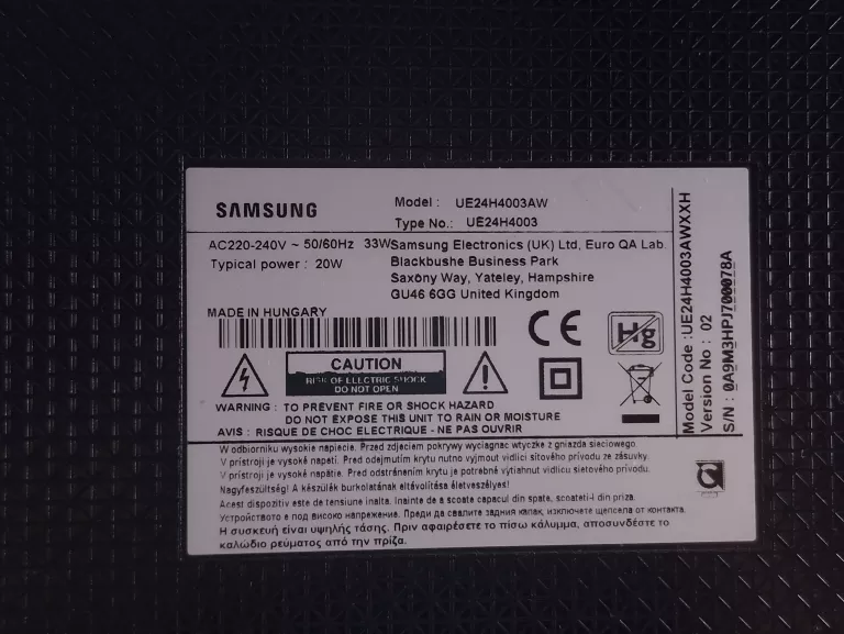 TELEWIZOR SAMSUNG 24' UE24H4003 + PILOT