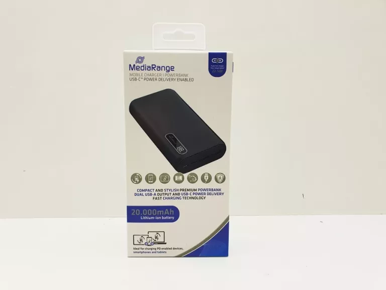 POWERBANK MEDIARANGE 20000 MAH 3X USB USB-C 18W 3A
