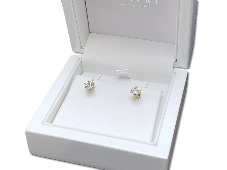 ZŁOTE KOLCZYKI 585 DIAMENTY 0,11CT 1,42G