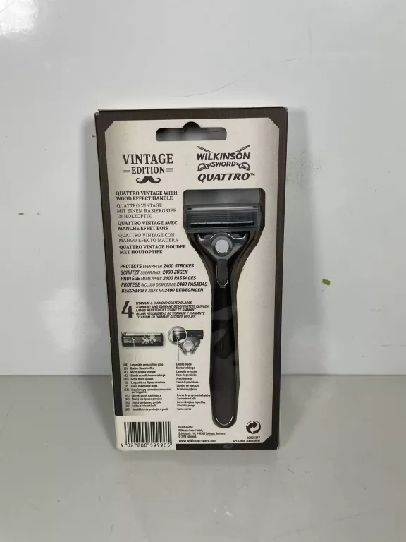 ZESTAW WILKINSON QUATTRO ESSENTIAL 4 VINTAGE EDITION 5X WKŁADY + RĄCZKA