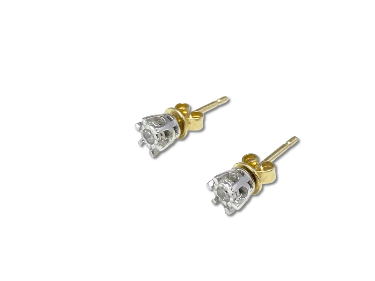 ZŁOTE KOLCZYKI 585 DIAMENTY 0,11CT 1,42G