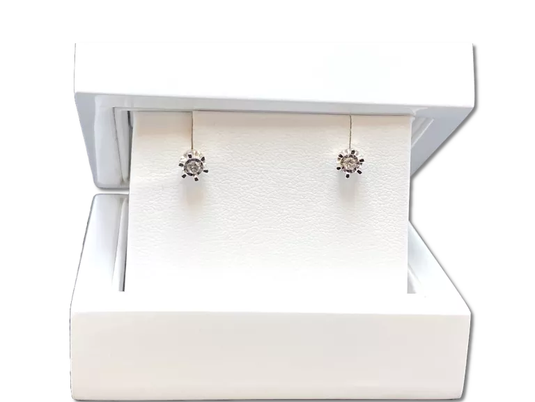 ZŁOTE KOLCZYKI 585 DIAMENTY 0,11CT 1,42G