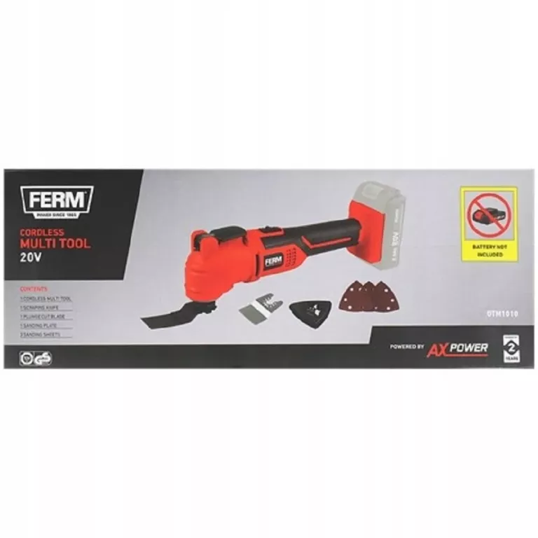 SZLIFIERKA WIELOFUNKCYJNA AKUMULATOR. NARZĘDZIE MULTITOOL FERM 20V OTM101