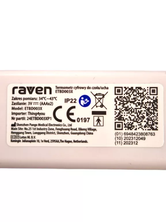 TERMOMETR BEZDOTYKOWY RAVEN ETBD003X KOMPLET