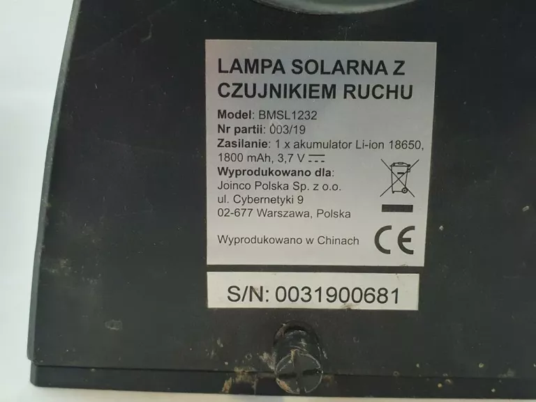 LAMPA LED Z CZUJNIKIEM ZMIERZCHU