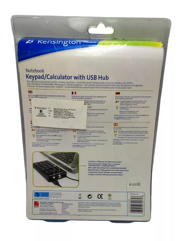 KALKULATOR KOMPUTEROWY KENSINGTON NOTEBOOK KEYPAD/CALCULATOR WITH USB HUB