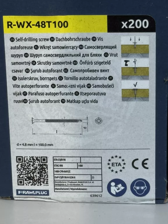 WKRĘT SAMOWIERCĄCY RAWLPLUG R-WX-48T100 (200 SZTUK)