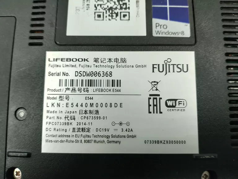LAPTOP FUJITSU LIFEBOOK E544 I5 8GB / 500 GB SSD