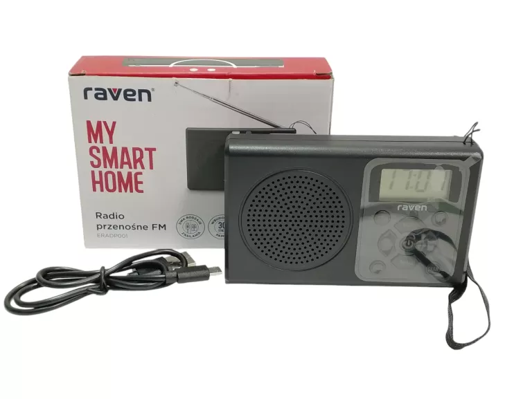 RADIOODBIORNIK PRZENOŚNY KIESZONKOWY RAVEN ERADP001 RADIO FM CZARNY