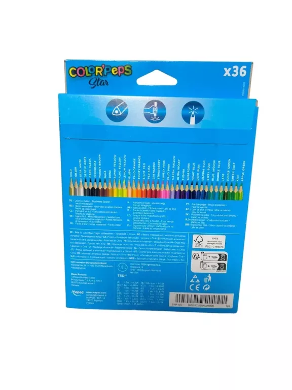 KREDKI MAPED COLORPEPS TRÓJKĄTNE 36 KOLORÓW