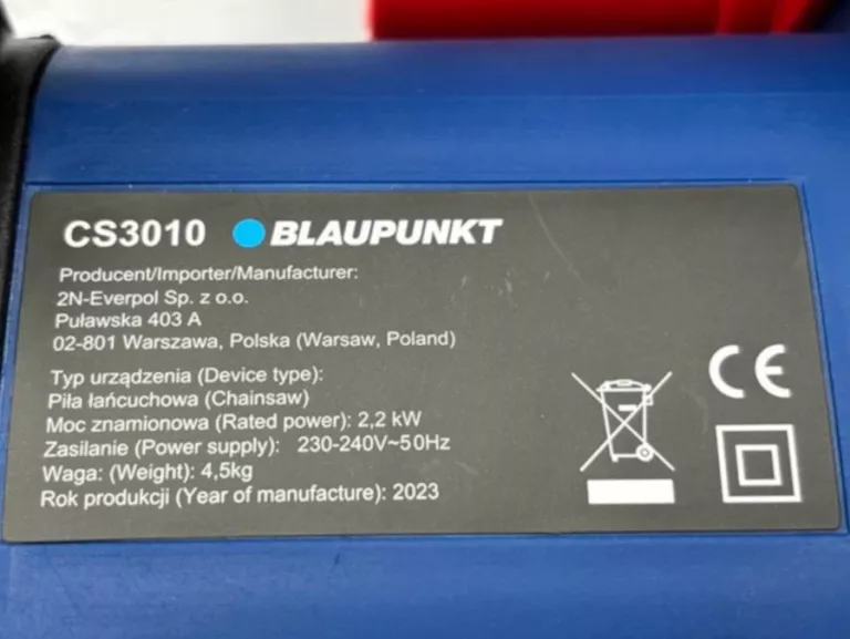 PIŁA ŁAŃCUCHOWA ELEKTRYCZNA 2200W BLAUPUNKT CS3010