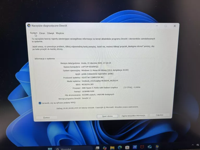 ASUS VIVOBOOK 15 RYZEN 5 7530U 16GB 512SSD WIN 11