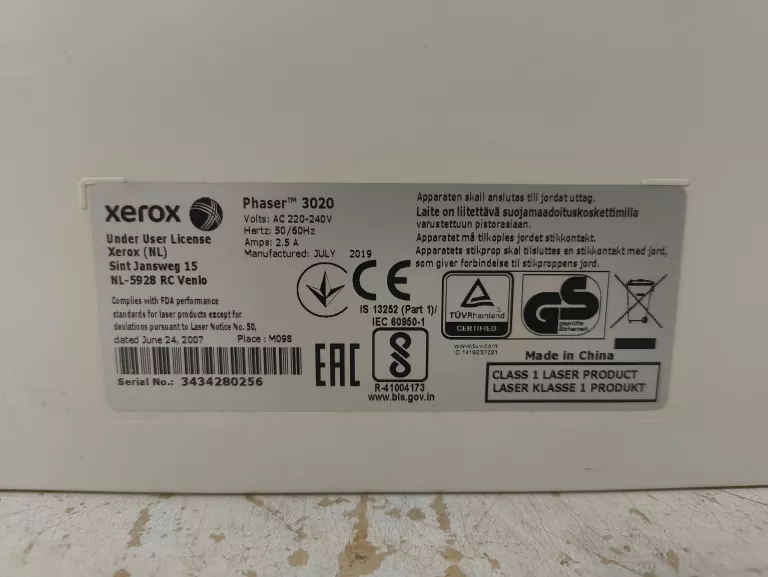 DRUKARKA XEROX PHASER 3020