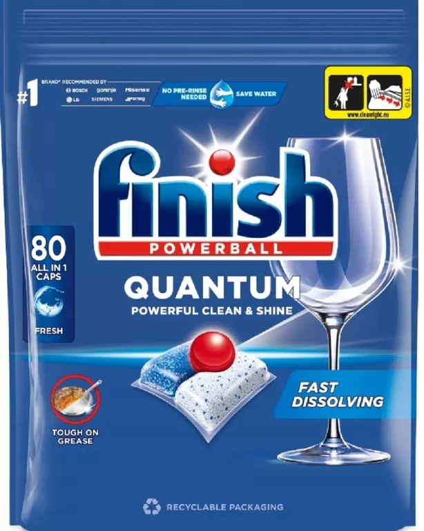 FINISH QUANTUM FRESH KAPSUŁKI DO MYCIA NACZYŃ W ZMYWARCE 832 G (80 SZTUK)