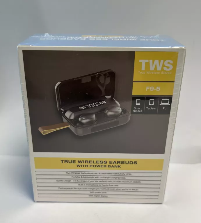SŁUCHAWKI BEZPRZEWODOWE DOUSZNE TWS F9-5 BLUETOOTH 5,1 POWERBANK