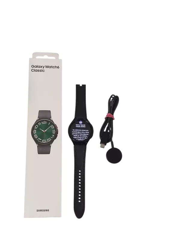 SAMSUNG GALAXY WATCH 6 CLASSIC 47MM + ŁADOWARKA I PUDEŁKO ( PATRZ OPIS)