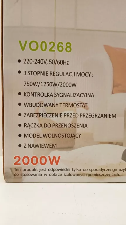VOLTENO GRZEJNIK ELEKTRYCZNY KONWEKTOROWY TERMOSTAT 3 TRYBY