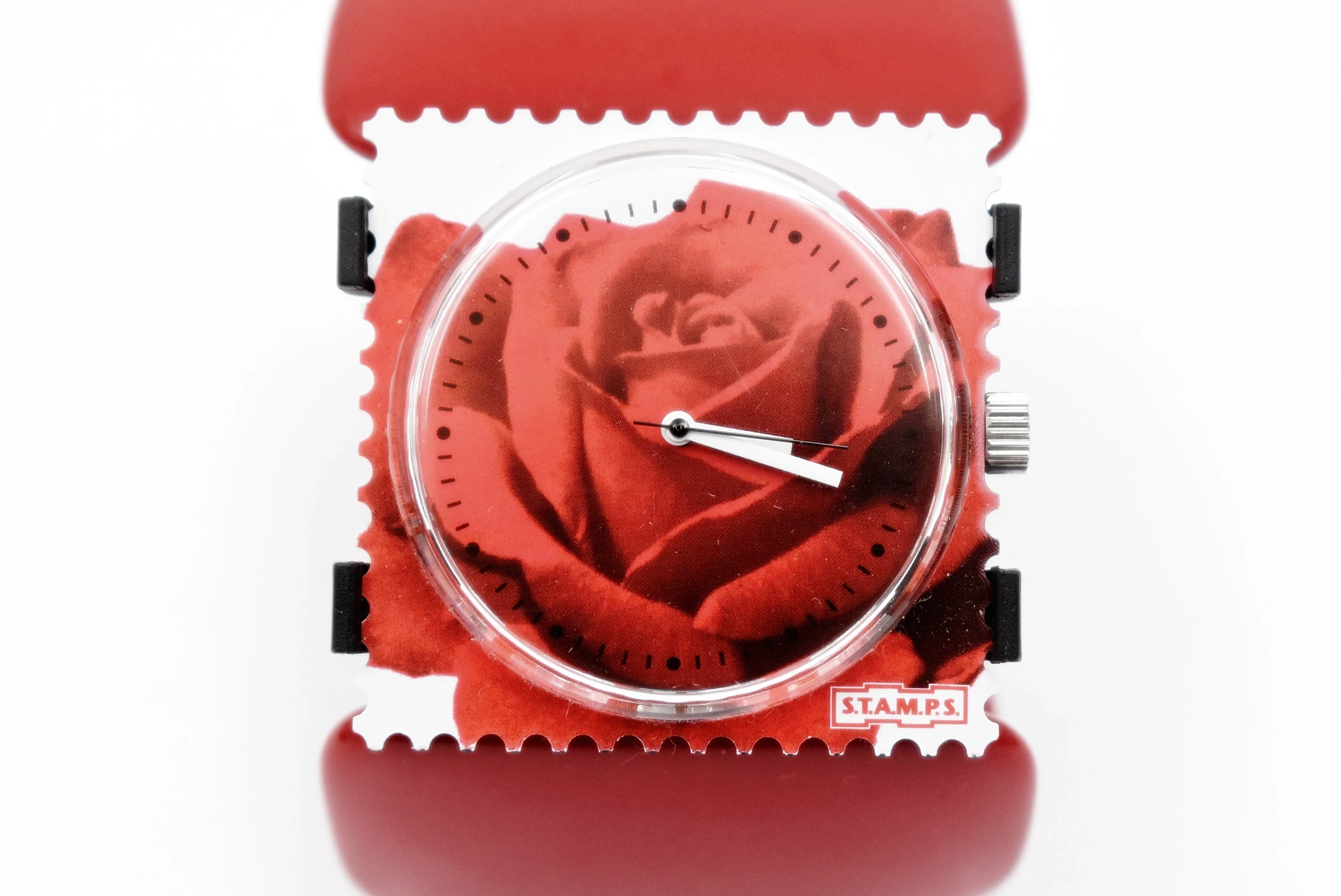 zegarek-damski-stamps-czerwony-tarcza-czerwona-roza-os-piastowskie-74a-poznan