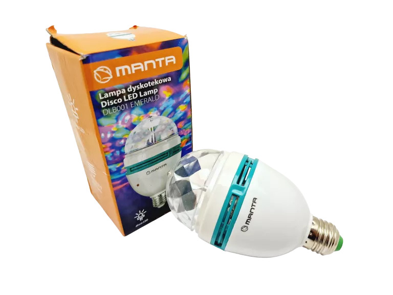 DISCO BALL ŻARÓWKA OBROTOWA LED MANTA DLB001