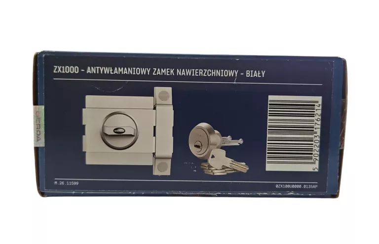 ZAMEK NAWIERZCHNIOWY ANTYWŁAMANIOWY GERDA TYTAN ZX 1000 BIAŁY 5 KLUCZY