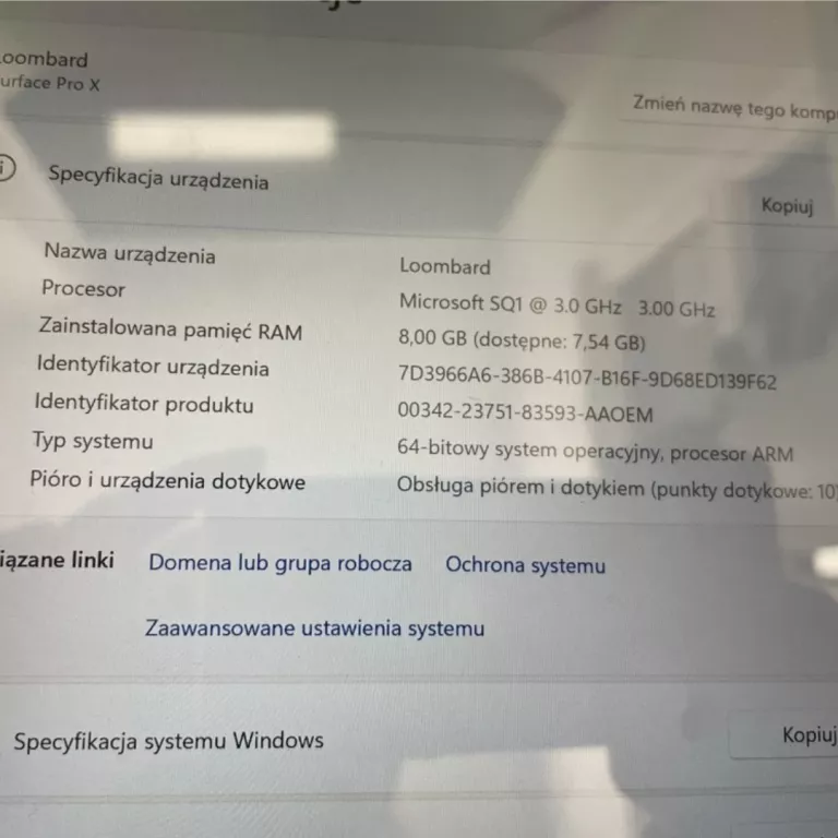 TABLET MICROSOFT SURFACE PRO X 8GB/128GB SQ1 3.00 GHZ WINDOWS 11 HOME