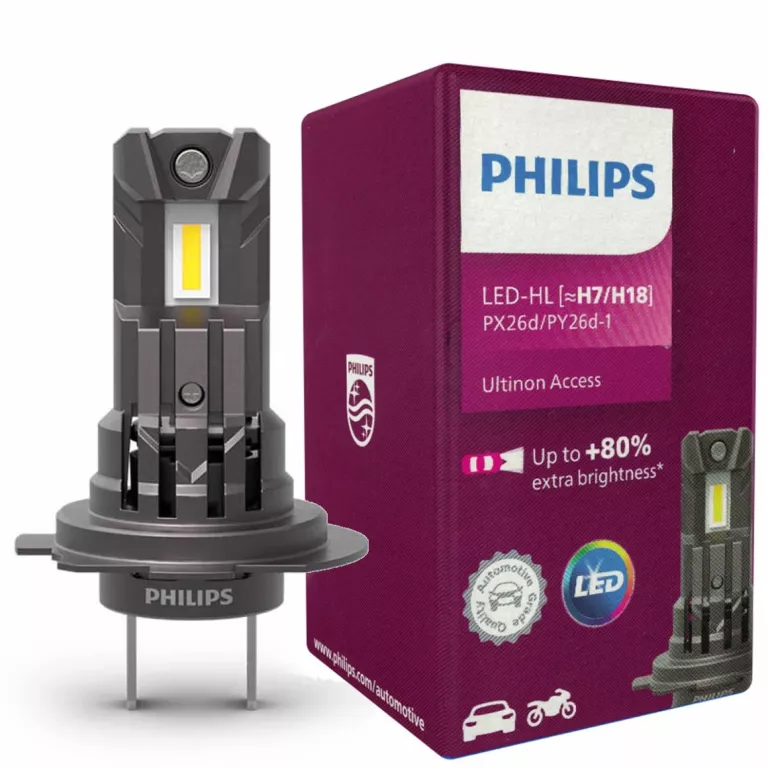 ŻARÓWKA LED H7 PHILIPS ULTINON ACCESS ZIMNA BIEL DO AUTA MOTOCYKLA 1 SZTUK