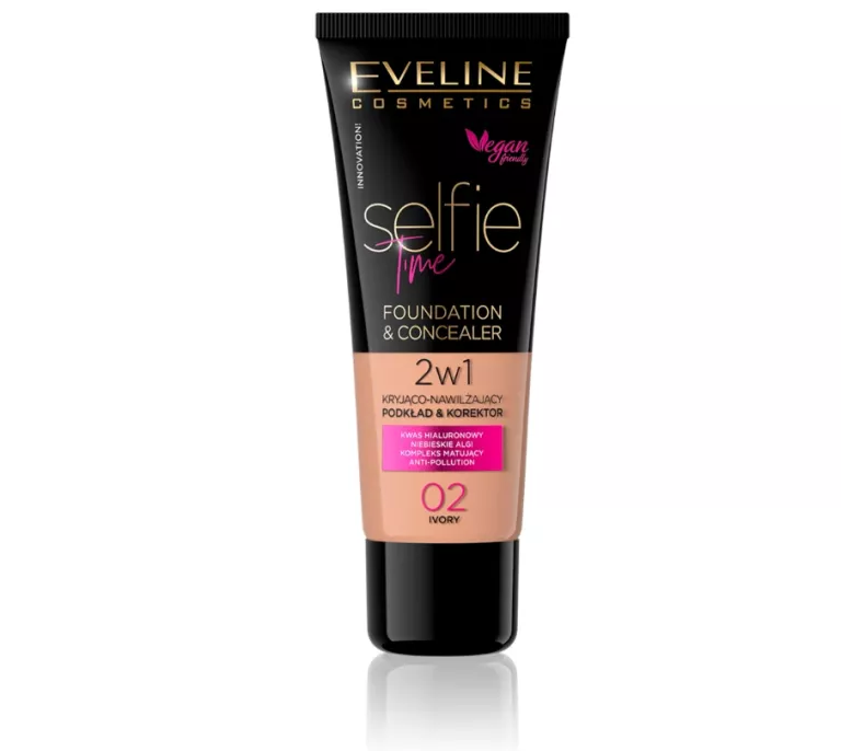 EVELINE SELFIE TIME PODKŁAD & KOREKTOR DO TWARZY 02 IVORY 30 ML