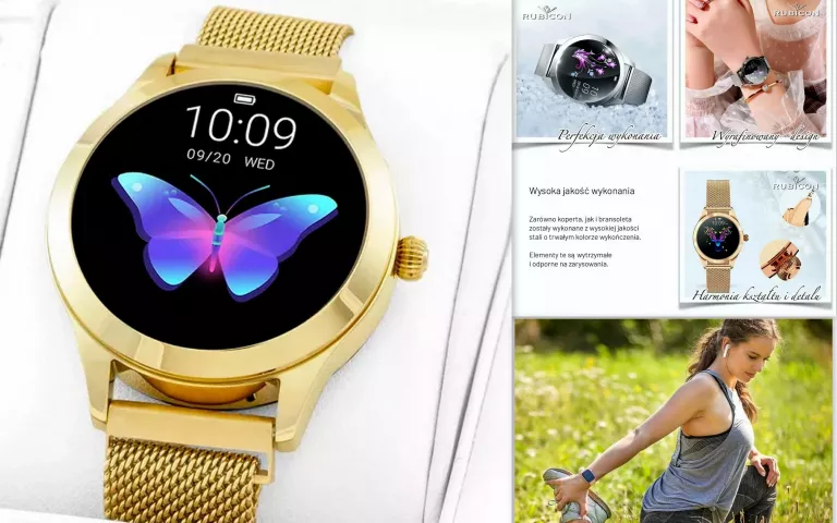 ZEGAREK SMART WACH RUBICON ZŁOTY KOMPLET