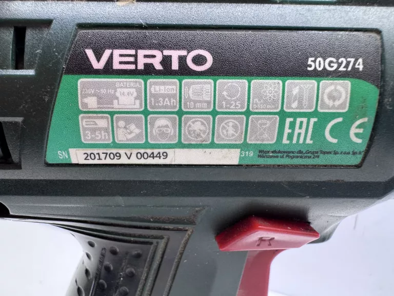 VERTO 50G274 14.4V WIERTARKO - WKRĘTARKA + ŁADOWARKA