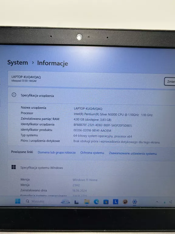 LAPTOP LENOVO IDEAPAD S130-14IGM I-PENTIUM SILVER N5000/4GB/128GB SSD/WIN1