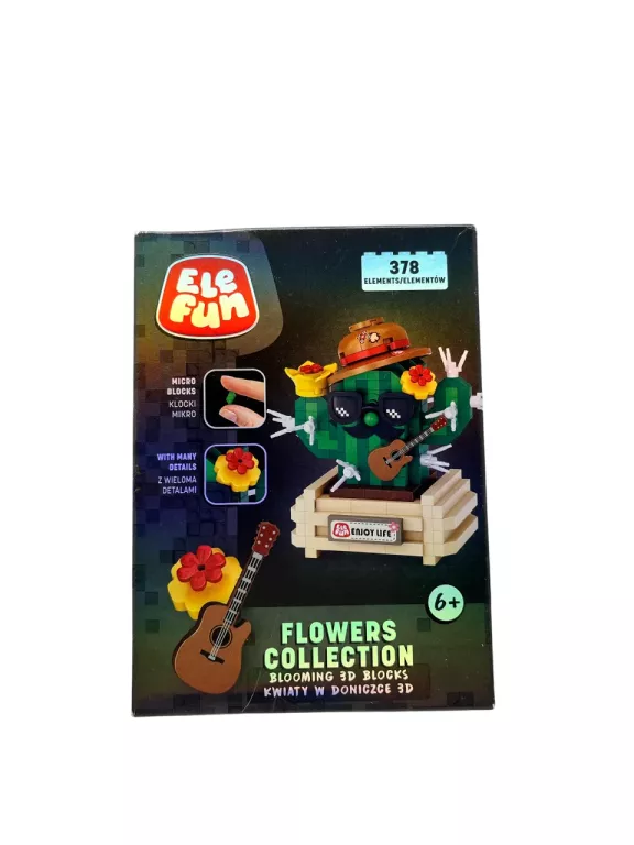 KLOCKI ELEFUN FLOWERS MICRO KLOCKI KWIATY W DONICZCE 3D 378 ELEMENTÓW