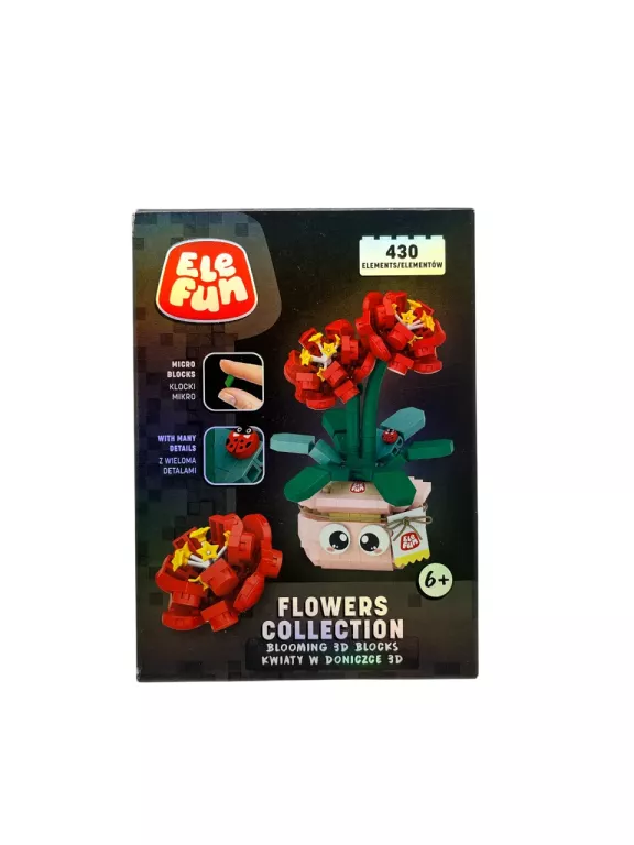 KLOCKI ELEFUN FLOWERS MICRO KLOCKI KWIATY W DONICZCE 3D 430 ELEMENTÓW