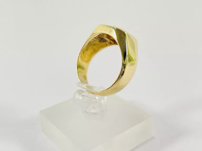 ZŁOTY SYGNET Z BRYLANTAMI 0,32CT I SZMARAGDEM 0,85CT 585 10,28G R22