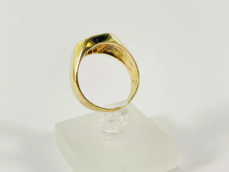 ZŁOTY SYGNET Z BRYLANTAMI 0,32CT I SZMARAGDEM 0,85CT 585 10,28G R22
