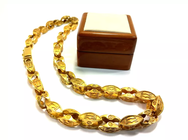 SOLIDNY ŁAŃCUCH POZŁACANY SPLOT CARTIER P.925 DŁ.61CM