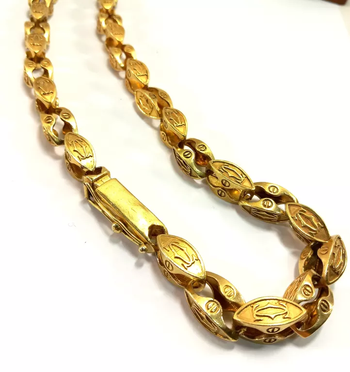 SOLIDNY ŁAŃCUCH POZŁACANY SPLOT CARTIER P.925 DŁ.61CM